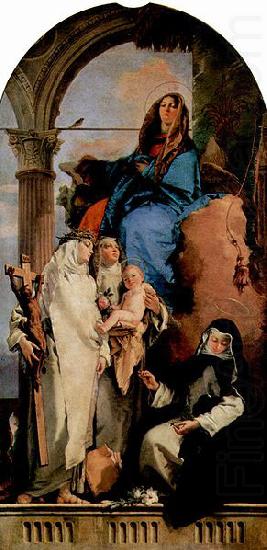 Giovanni Battista Tiepolo Madonna mit Hl. Katharina, Hl. Rosa, die das Kind halt und der hockenden Hl. Agnes china oil painting image